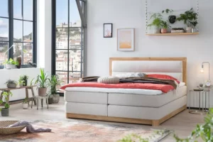 Belanoti Age Boxspringbett 180x200 Eiche 7-Zonen Taschenfederkern Matratze inkl Visco Topper