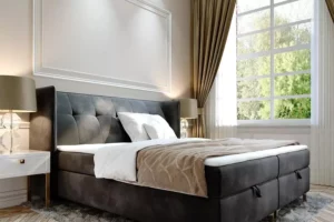 Boxspringbett LIND – 180x200cm Doppelbett mit Bonellmatratze, Bettkasten und Topper