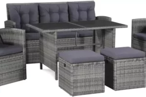 vidaXL Gartensofa 6-TLG. Poly Rattan Sitzgruppe Gartenmöbel Gartengarnitur
