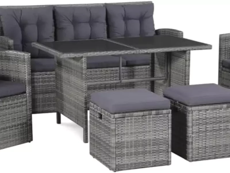 vidaXL Gartensofa 6-TLG. Poly Rattan Sitzgruppe Gartenmöbel Gartengarnitur